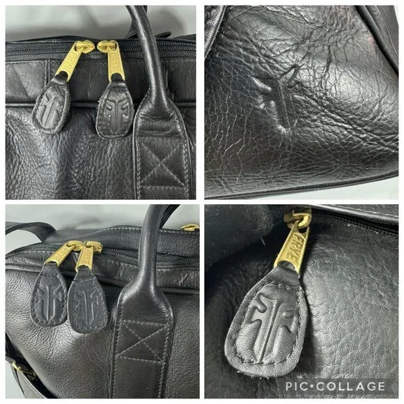 Vintage FRYE Black Leather Briefcase